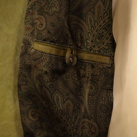 Vintage 70's 80's Brioni ROMA Calfskin Leather Linen Cotton Silk Jacket Men's 44 - Picture 14 of 16